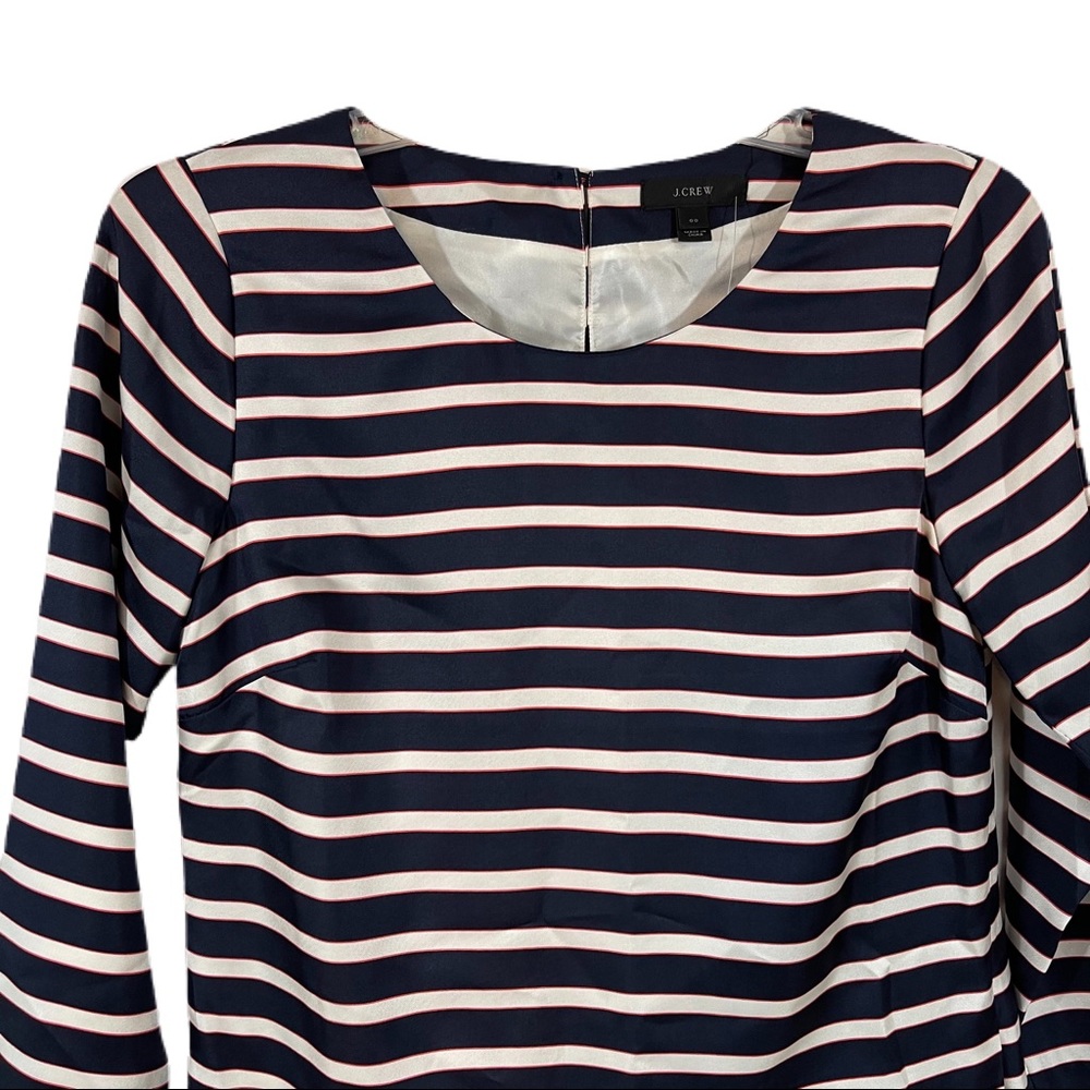 J.Crew 100% Silk Striped Sheath Dress 00 With Pockets Dead Stock - Picture 4 of 13